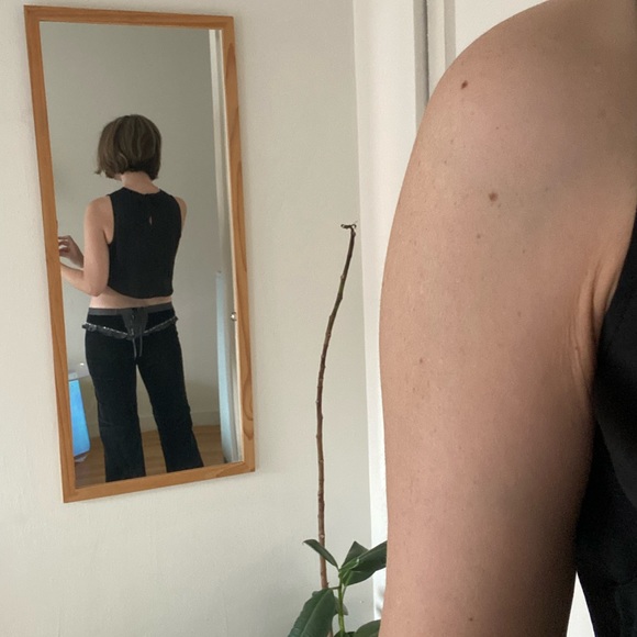 π₯ Y2K SUPER LOW RISE black Corduroy Flares Bootcut Beaded 4 6 Rebecca Taylor - Picture 6 of 6